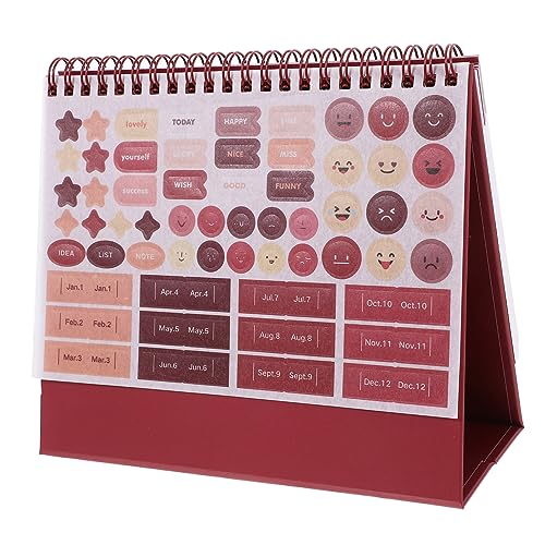 JEWEDECO Countdown Taschenkalender Kalender umblättern Stehender Flip-Kalender Drachenjahreskalender büroartikel bürobedarf deko staffelei Notiz-Stehkalender Kalender beachten Papier rot von JEWEDECO