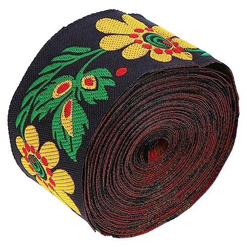 JEWEDECO Ethnisches Spitzenband Gänseblümchen Stoffband jacquardgewebtes Band Haarschmuck Blumen- haaraccessoires hair jewellery besticktes gewebtes Band Jacquard-Besatz Polyestergarn Black von JEWEDECO