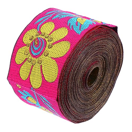 JEWEDECO Ethnisches Spitzenband besticktes gewebtes Band bestickt gewebt dekoratives Band Blumenband haaraccessoires hair jewellery Quilts Jacquard-Besatz gewebter Besatz Polyestergarn Rosy von JEWEDECO