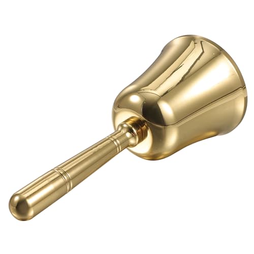 JEWEDECO Hand Rasseln Aus Messing Türklingel Im Klassenzimmer Serviceklingel Anrufen Retro-barglocke Hand Schulglocke Tragbare Glocke Manuelle Restaurantglocke Dekorative Handglocke Golden von JEWEDECO