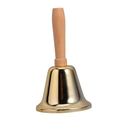 JEWEDECO Handklingel Glocke Serviceglocke alte Glocken Kirchenhandglocke Handglocke mit Holzgriff Lauter Handglocke tischglocke spielzeug klingelschild Dienerglocke Handglocken Eisen Golden von JEWEDECO