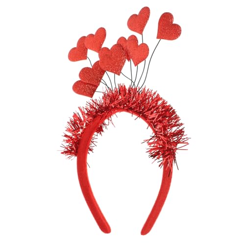 JEWEDECO Herz-Glitzer-Stirnband rotes Herz-Stirnband Weihnachtskopf bopper faschings haarreif haarreifen mit herzen stutzenhalter Haarband zarte Haarreifen Party-Haarreifen Filzstoff von JEWEDECO