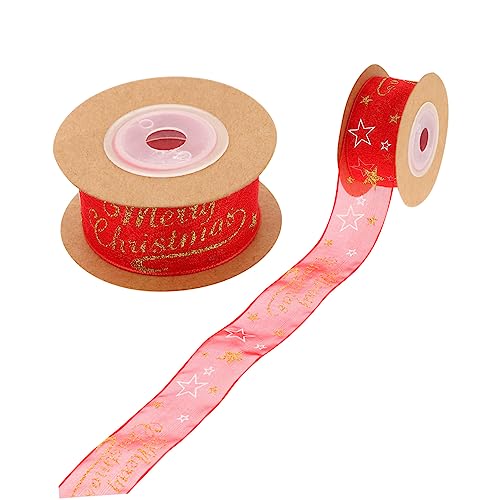 JEWEDECO Hochwertiges Weihnachtsgeschenkband Aus Glänzendem Material 5 Meter Rolle Mit „Merry Christmas Aufdruck Ideal Für Geschenkverpackungen Und Festliche Dekorationen von JEWEDECO