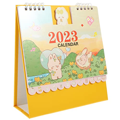 JEWEDECO Mini-cartoon-tischkalender Standkalender Neujahrskalender Mini-staffelei Tischkalender Schmücken Planungskalender Ewiger Kalender Jahr Des Hasenkalenders Kalender 2023 Papier von JEWEDECO