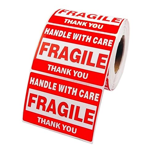 JEWEDECO Roll Fragile Etiketten Selbstklebende Versandaufkleber Vorsicht Zerbrechlich Handle with Care Aufkleber Für Sichere Pakete Ideal Für Empfindliche Sendungen von JEWEDECO