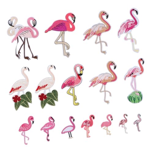 JEWEDECO Satz Flamingo Patch Aufkleber Flamingo Appliziert Kleidung Flicken Aufnähen Zarte Gestickte Patches Nähen Sie Auf Benutzerdefinierten Patch Computeraufkleber Jeans-patches Stoff von JEWEDECO