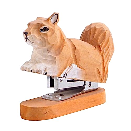 JEWEDECO Tierhefter Eichhörnchenhefter Hefter Für Bürotiere Eichhörnchen-hefter-statue Hefter in Tierform Tier-hefter-statue Tischtier Eichhörnchen Hefter Tierdruck-hefter Yellow Edelstahl von JEWEDECO