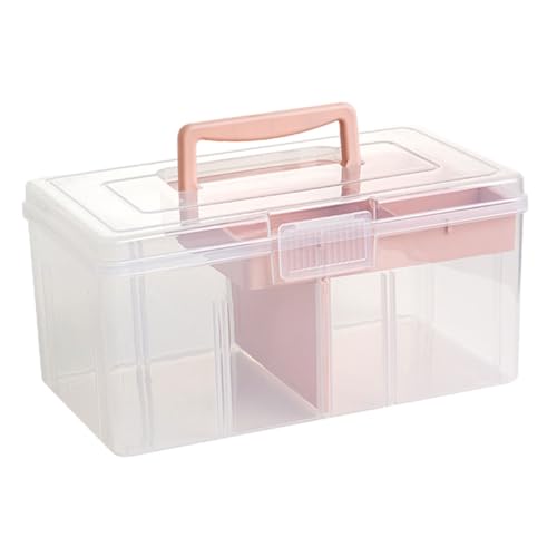 JEWEDECO Transparente Mit Griff Multifunktionale Bastel Und Nähbox 2 Lagige Organizer Box Für Kunst Und Handwerksmaterialien Große Tragbare Plastikbox von JEWEDECO