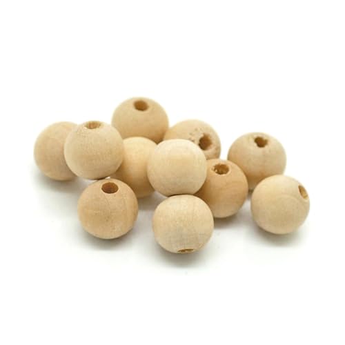 JEWEDECO Unbehandelte Holzperlen Runde Spacer Beads 16mm Für DIY Schmuck Basteln Naturfarben Bastelzubehör Holzperlen Für Armbänder Und Ketten von JEWEDECO