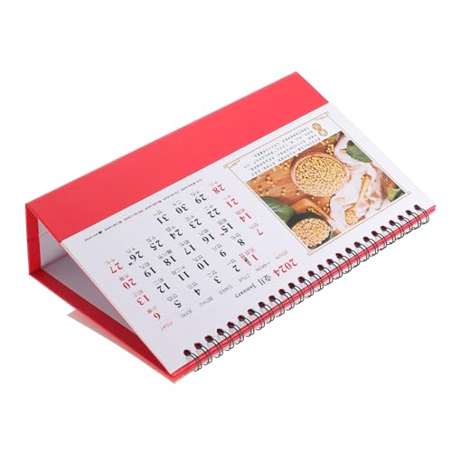 JEWEDECO dekorativer freistehender Kalender Tischkalender 2024 Tischkalender planen die chinesen ritauls notizhefte Klappkalender für den Schreibtisch dekorativer Monatskalender Papier rot von JEWEDECO