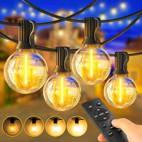 LED Lichterkette Außen Glühbirnen - 20M 65FT Outdoor String Lights Strom Wetterfest G40 Glühbirne Dimmbare Aussen Warmweiß Garten Terrasse Balkon Hochzeiten Party von JEYMORKEY