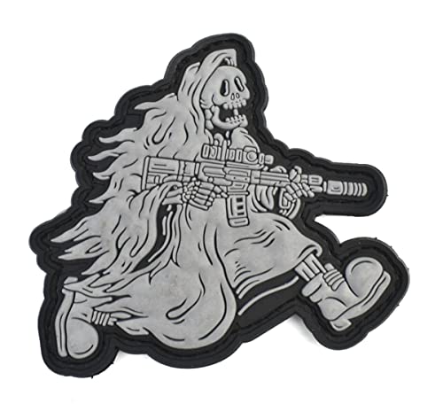 JFFCESTORE Funny Devil's Harvest Moral Tactical Patch PVC Rubber Morale Patch Hook Backed Emblem (Gray) von JFFCESTORE