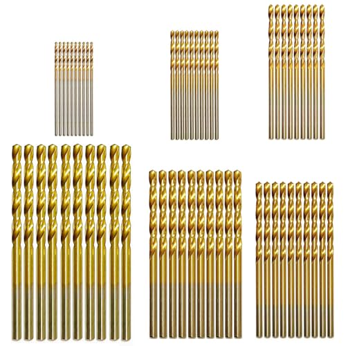 Titan-Spiralbohrer-Set, Mini-Bohrer, 1–3,5 mm, HSS42, vollständig geschliffene Mikrobohrer für Holz, weiches Metall, Kunststoff, Aluminiumlegierung, metrisch, 60 Stück von JFOGO