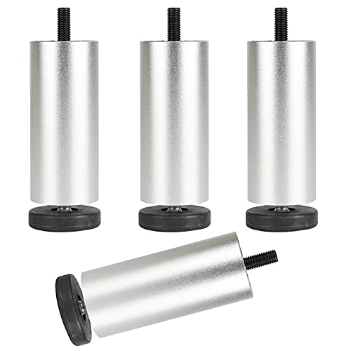 JFUNANQH 4er-Pack Möbelbeine, Tischbeine aus Aluminiumlegierung, höhenverstellbar/rutschfest, Sofabeine, Küchen- und Badezimmerschrankbeine, Schreibtischbeine, Möbelersatzfüße,Silver-18cm/7 von JFUNANQH