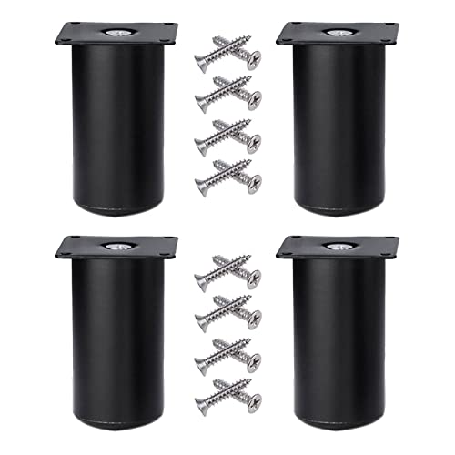 JFUNANQH 4er-Pack Möbelbeine, verstellbare Schrankbeine, runde Metallfüße aus Edelstahl, höhenverstellbar von 0–10 mm, für Büro, Küche, TV, Schreibtisch, Sofa, Gummimatte (15 cm, Mattschwar von JFUNANQH