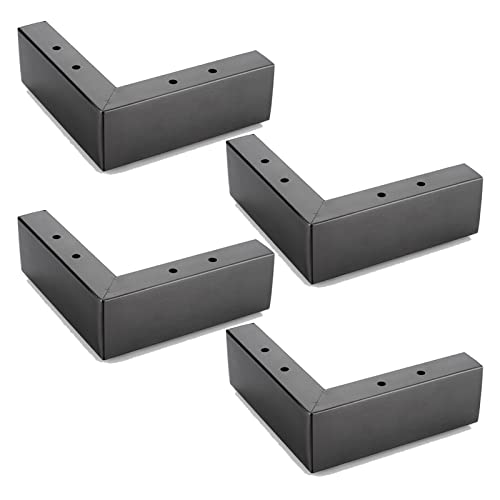 JFUNANQH 4er-Pack Möbelbeine aus Metall, Sofabeine, Möbelstützfüße, Ersatz-Edelstahl, für Nachttisch, Stuhl, Schrank, Hocker, 3 cm/5 cm Möbelerhöhungsmatte (142 x 25 x 50 mm, Gun Black) von JFUNANQH