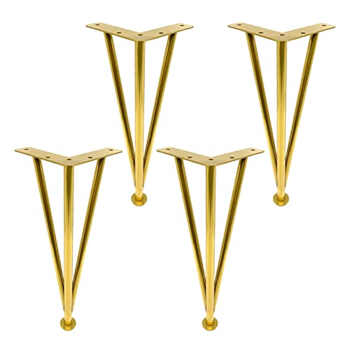 JFUNANQH Möbelbeine, Edelstahl-Metallschrankbeine, Sofabeine, DIY verstellbare Tischfüße, für TV-Ständer, Badezimmerschrank, Couchtisch, Sofa, 4er-Set (Farbe: Gold, Größe: 30 cm) von JFUNANQH