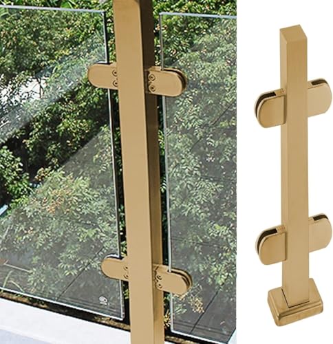 JFUNANQH Pfosten/Klemme für Glaszaunpaneele für Terrassen, Goldener Geländerpfosten aus Edelstahlglas für Terrasse, Balkon, für Balkon- und Terrassentreppen (mittlerer Pfosten, 85 cm) von JFUNANQH