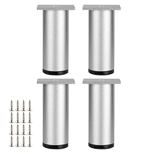 JFUNANQH Set mit 4 Möbelbeinen, rundem Sofabettfuß aus Metall, rutschfesten Küchenfüßen aus Aluminiumlegierung, höhenverstellbar 8 mm, für Bett, Schreibtisch, Schrank, TV-Ständer (Farbe: SI von JFUNANQH