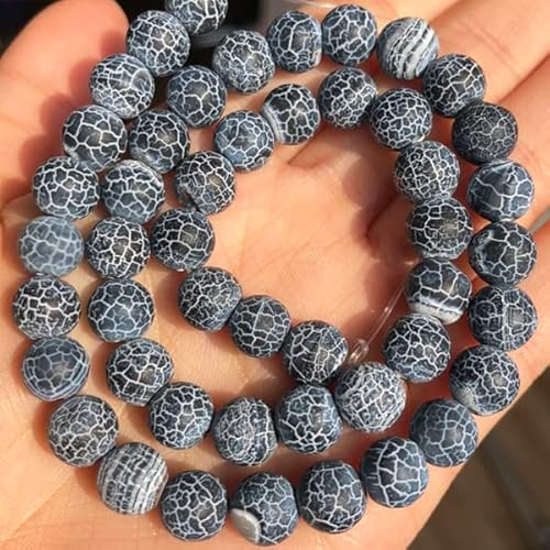 JHGCCL Natursteinperlen Frost Dunkelblau Gebrochene Achatperlen Für Schmuckherstellung DIY Armband 15'' 6/8/10mm von JHGCCL