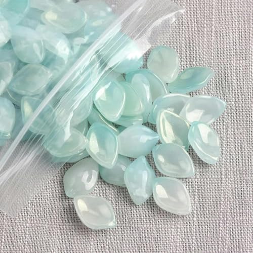 10 Stück Blütenblattform Kristallglas lose Bastelperlen oben mit Kreuzbohranhänger für Ohrringe, Schmuckherstellung, DIY-Basteln-Pfirsichrose-15 x 10 mm-J Seeblau-15 x 10 mm von JHJRYGKI