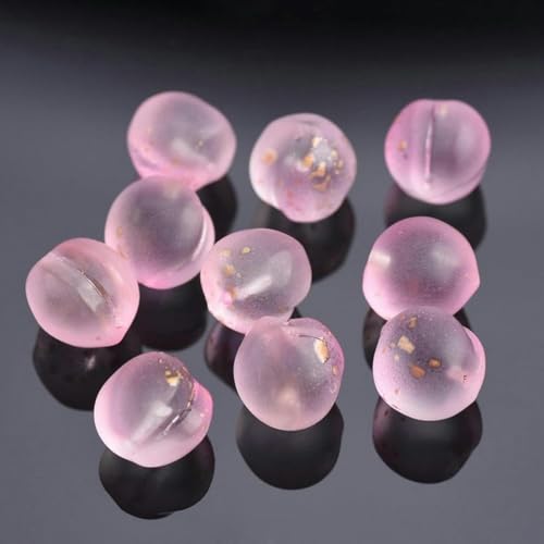 10 Stück pfirsichförmige Halbloch-Perlen aus Lampwork-Kristallglas zur Schmuckherstellung, DIY-Anhänger-Zubehör, Orange AB-12 mm-Pink-12 mm von JHJRYGKI