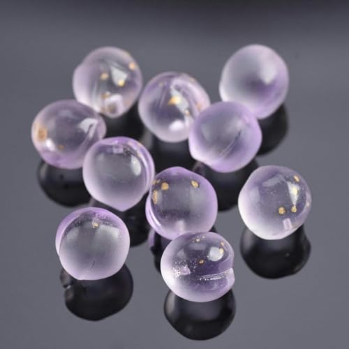 10 Stück pfirsichförmige Halbloch-Perlen aus Lampwork-Kristallglas zur Schmuckherstellung, DIY-Anhänger-Zubehör, Orange AB-12 mm-Violett-12 mm von JHJRYGKI