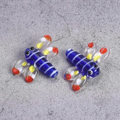 2 Stück Libellen-Perlen, handgefertigt, lose Glasperlen in Lampwork-Optik, zur Schmuckherstellung, DIY-Anhänger, Befestigungen, Dunkelblau, 26 x 21 mm, Dunkelblau, 26 x 21 mm von JHJRYGKI