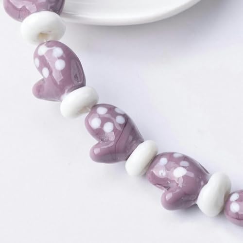 5 Stück handschuhförmige, handgefertigte lose Glasperlen in Lampwork-Form zur Schmuckherstellung, DIY-Bastelzubehör-Hellviolett-14 mm-Hellviolett-14 mm von JHJRYGKI