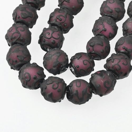 5 Stück runde, matte, lose Lampwork-Glasperlen, 18 mm, für Heimwerker, Schmuckherstellung, Grün-18 mm-Lila-18 mm von JHJRYGKI