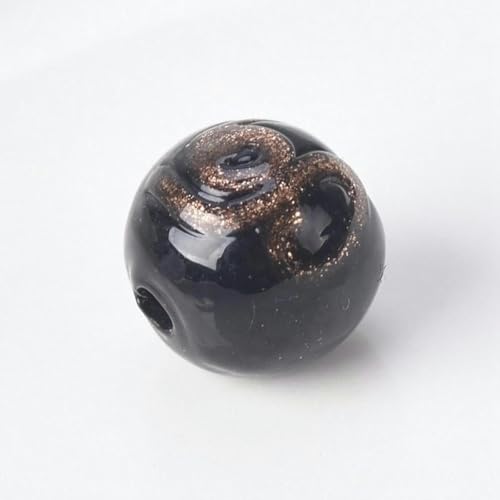 5 Stück runde Form, Muster, handgefertigte lose Glasperlen in Lampwork-Optik zum Basteln, Schmuckherstellung, Hellblau, 10 mm, Schwarz, 10 mm von JHJRYGKI