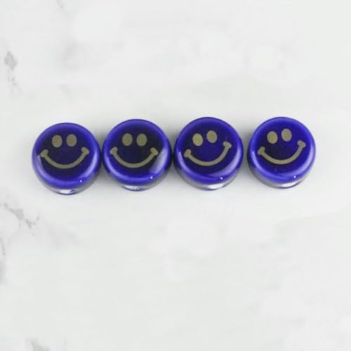 50 Stück, 16 x 10 mm, königsblaue Keramikperlen mit Smiley-Gesicht zur Schmuckherstellung, lose Keramikperlen für Armbänder, Basteln von Keramikanhängern, Smiley-Gesicht 3–16 x 10, 50 Stück von JHJRYGKI