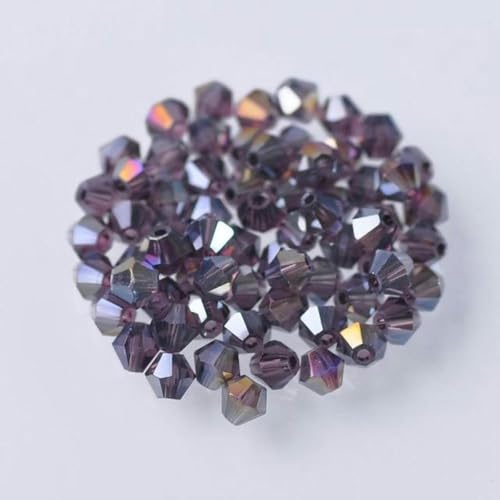 Beschichtete facettierte lose Abstandsperlen aus Kristallglas, Farben 3 mm, 4 mm, 6 mm, 8 mm zur Schmuckherstellung, DIY-Klar AB-4 mm, 100 Stück, Bläulich-Lila AB-8 mm, 30 Stück von JHJRYGKI