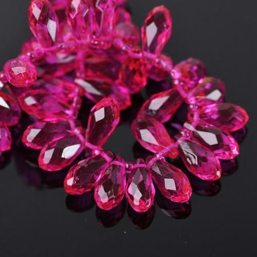 Einfarbige, facettierte Kristallglas-Anhängertropfen, lose Perlen zur Schmuckherstellung, DIY, Opalweiß, 12 x 6 mm, 30 Stück, rosa beschichtet, 20 x 10 mm, 10 Stück von JHJRYGKI