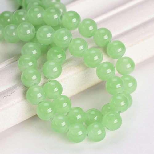 Runde 6 mm 8 mm 10 mm imitierte Jade-undurchsichtige Glasperlen zur Schmuckherstellung, DIY-Ohrring-Zubehör – Cremebeige – 10 mm 20 Stück – Hellgrün – 6 mm 50 Stück von JHJRYGKI