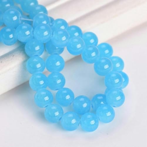 Runde 6 mm 8 mm 10 mm imitierte Jade-undurchsichtige Glasperlen zur Schmuckherstellung, DIY-Ohrring-Zubehör – Cremebeige – 10 mm 20 Stück – Seeblau – 10 mm 20 Stück von JHJRYGKI