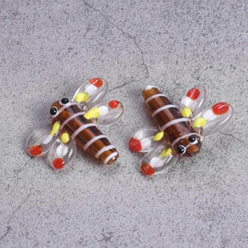 Stück Libellen-Perlen, handgefertigt, Lampwork-Glas, lose Perlen zur Schmuckherstellung, DIY-Anhänger, Befestigungen-Dunkelblau-26 x 21 mm-Braun-26 x 21 mm von JHJRYGKI