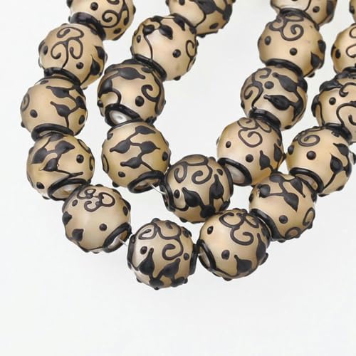 Stück runde, matte, lose Lampwork-Glasperlen, 18 mm, für Heimwerker, Schmuckherstellung, Grün, 18 mm, Beige, 18 mm von JHJRYGKI