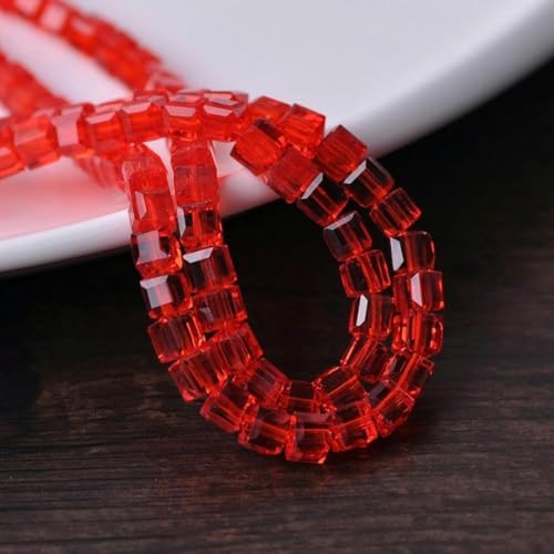 Würfelförmige, quadratische, facettierte Kristallglasperlen zum Basteln von Schmuck, DIY, gelb gefärbt, 10 mm, 10 Stück, rot, 8 mm, 30 Stück von JHJRYGKI