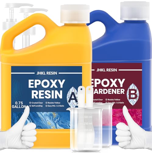 JHKL RESIN Epoxidharz, Epoxidharz-Set, Gießen und Beschichtung, Kunsthandwerk, kristallklar, kein Vergilben, keine Blasen und selbstnivellierend, einfache Mischung 1:1 für DIY-Schmuckherstellung, von JHKL RESIN