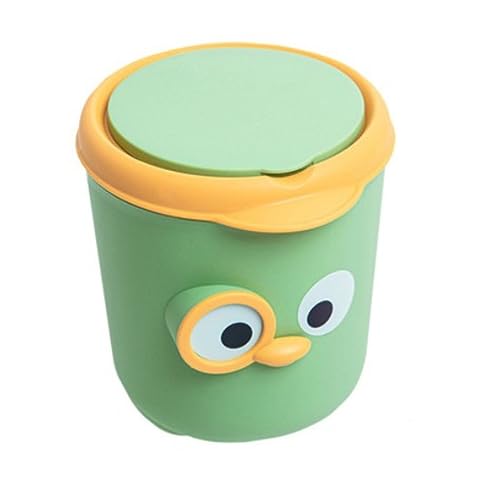 JHMYOB Mülleimer Bad Kreative Cartoon Desktop Mülleimer Nette Trompete Schlafzimmer Büro Lagerung Eimer Mini Mit Abdeckung for Den Heimgebrauch Trash Bin(Green) von JHMYOB