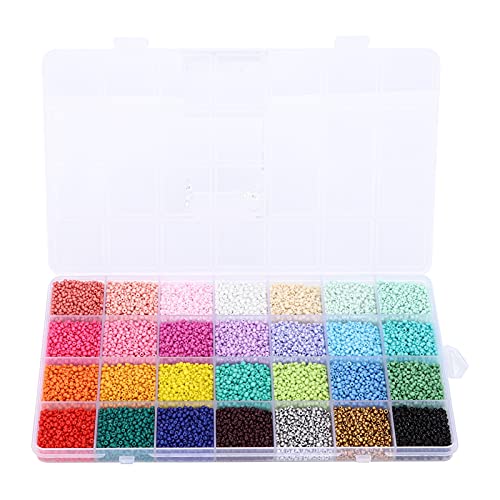 14000pcs Pony Perlen Bulk, 28 Farben 2mm Armband Perlen Glassamen DIY -Handwerkskügelchen für Mädchen DIY Art Crafting Schmuck Halsketten Schlüsselkette Herstellung von JHS-TECH