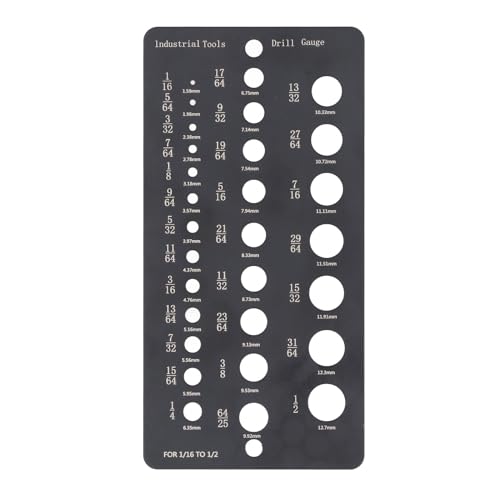 29-Loch-Bohrerlehre, 1/16 bis 1/2 Zoll Edelstahl-Mutter- und Bolzen-Gewindeprüfer mit Zoll und Metrisch für alte, nicht markierte Bits von JHS-TECH