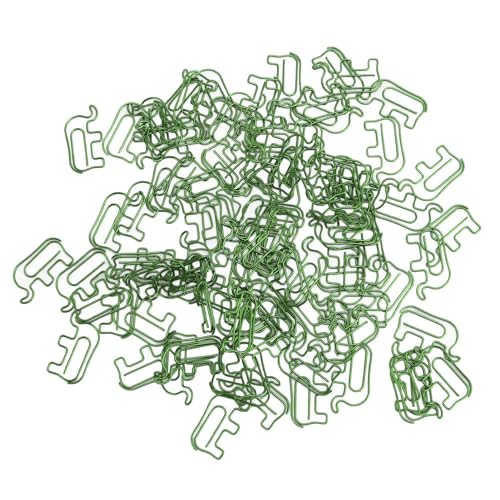 Kleine Büroklammern, Elefantenform, niedliche Büroklammern mit Aufbewahrungsbox, Edelstahl, bunte Büroklammern für Schüler, Kinder, Lehrer, Foto-Lesezeichen, 100 Stück (Grün) von JHS-TECH