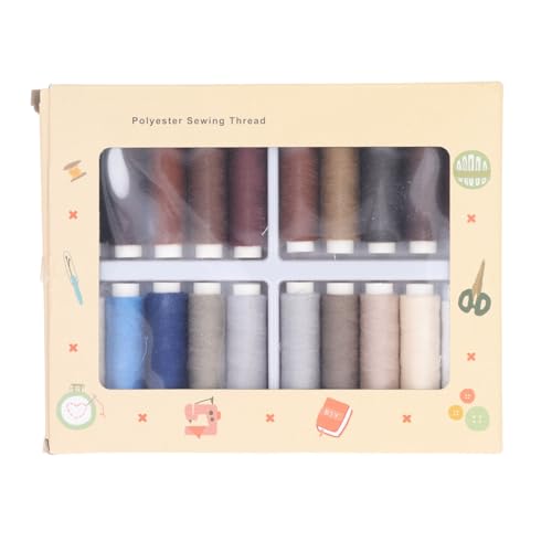 Nähgarn-Sets, 20 Farben, Polyester-Nähmaschinengarn, vielseitig einsetzbares 8 Fuß langes tragbares Garn für Handnähen, Sticken und andere Nähprojekte (Dunkles Set mit 20 Farben) von JHS-TECH