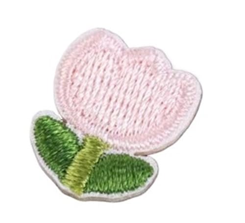 JHSDHYD Bügel Patches 10 Stück Selbstklebende Tulpen-Blumen-Stickerei-Patches for DIY-Handwerk, Shose-Tasche, Eisen auf Aufkleber, Kleidung, Applikationsstreifen(A2) von JHSDHYD