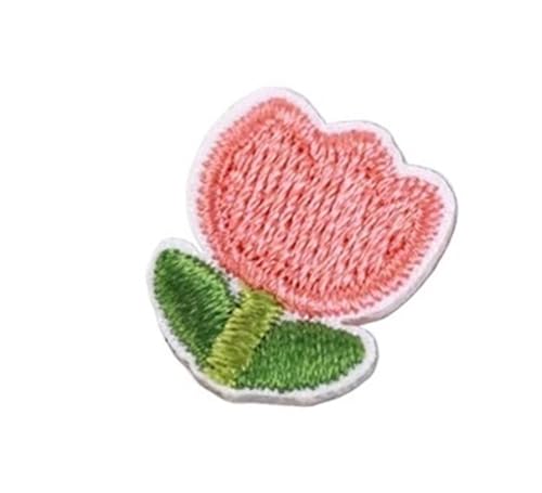 JHSDHYD Bügel Patches 10 Stück Selbstklebende Tulpen-Blumen-Stickerei-Patches for DIY-Handwerk, Shose-Tasche, Eisen auf Aufkleber, Kleidung, Applikationsstreifen(A3) von JHSDHYD