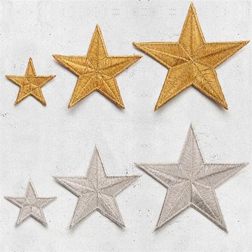 JHSDHYD Bügel Patches 10 Stück bestickte goldene Silberne Applikation for Aufbügeln, Stern-Aufnäher for Kleidung, Applikation for Kleidung, Pullover, Taschen, Aufnäher for Selbermachen(Big Red 10pcs) von JHSDHYD