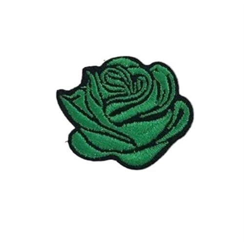 JHSDHYD Bügel Patches 10 stück Mehrfarbige Kleine Rose Blumen Stickerei Eisen Patches for Kleidung Aufkleber Auf T-Shirt Applikationen Streifen Kleidung Zubehör(Green) von JHSDHYD