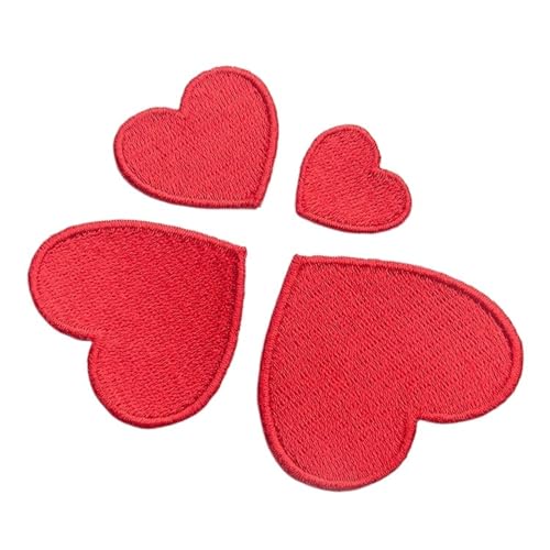 JHSDHYD Bügel Patches 10PCs Rot Liebe Herz Stickerei Patch for Kleidung Nette Motiv Eisen Auf Patches DIY Abzeichen Kleidungsstück Dekoration(Random 10pcs) von JHSDHYD